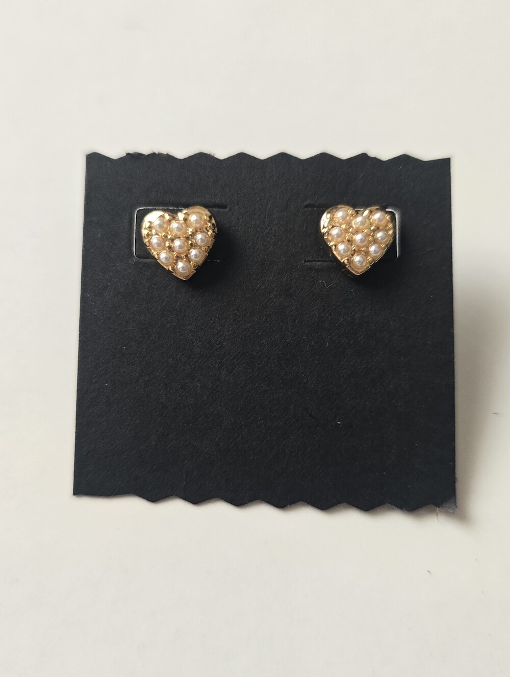 Gold Heart Pearl Cluster Stud Earrings - Women Jewelry